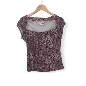 Joseph Ribkoff Leopard Print Stretch Top - Women's Size 10 (M/L) Canada Made